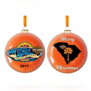 2017 Myrtle Beach Harley-Davidson Promo Gift Glass Christmas Ornament Motorcycle